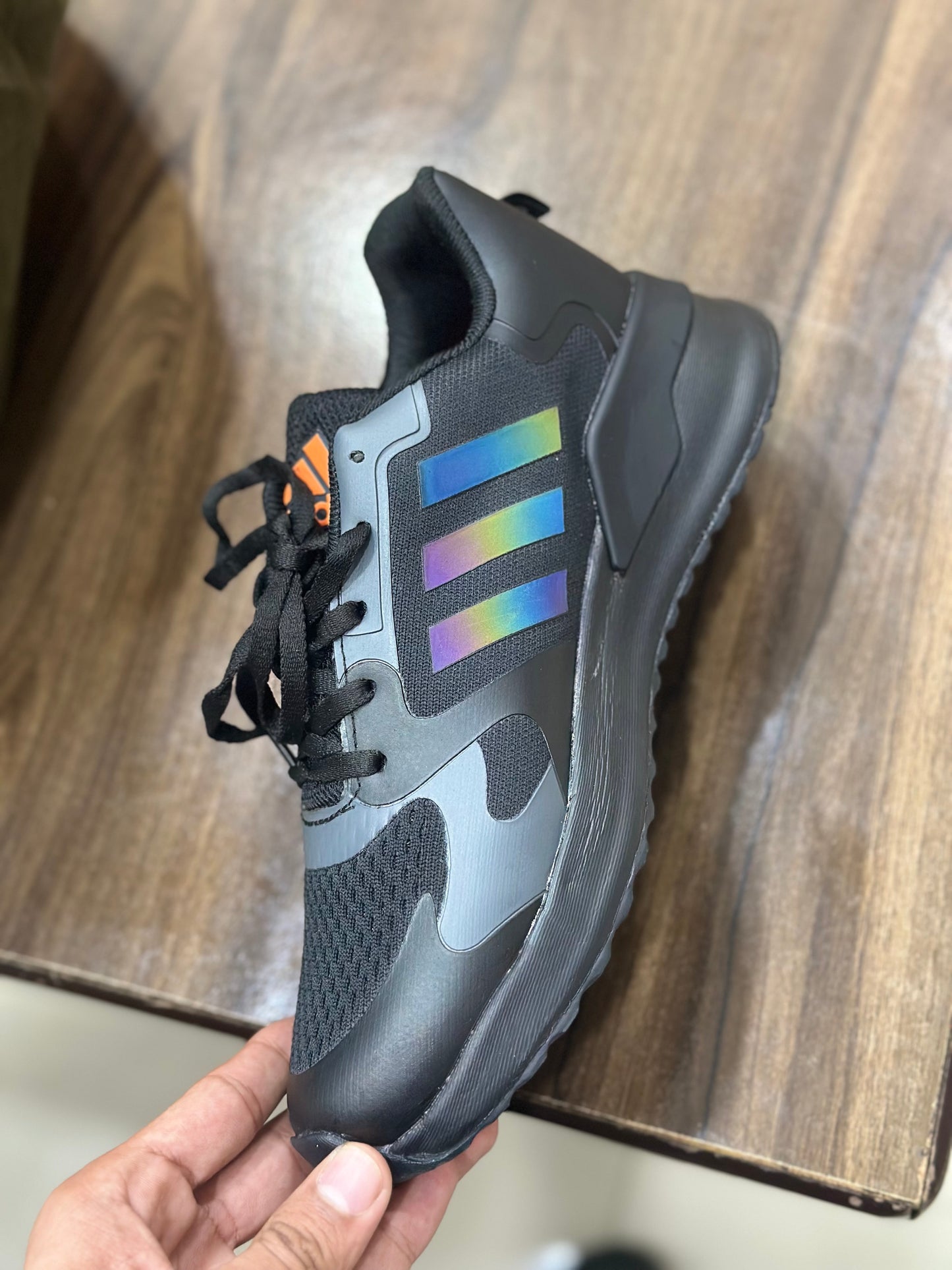 Black Reflective stripes Running Shoes for men